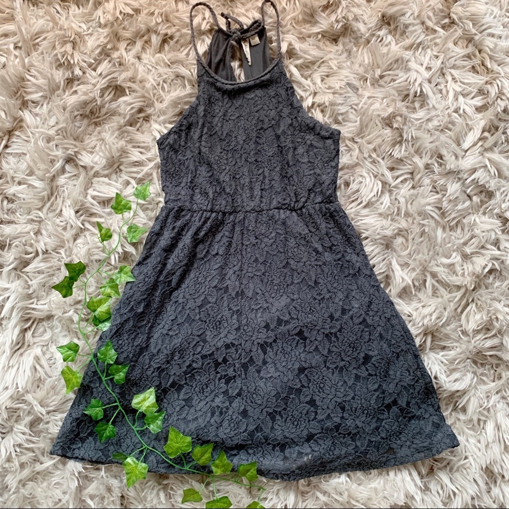 Grey Lacey Halter Top Dress
